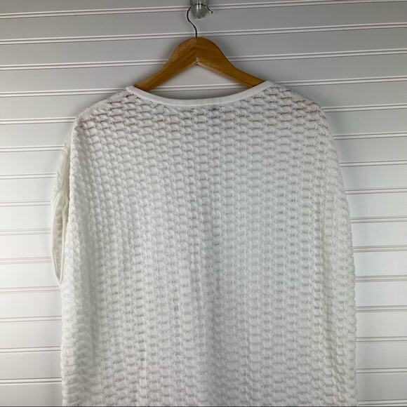 Kinross White Crochet Knit Pointelle Oversize Sleeveless Sweater Tank Medium - Picture 7 of 11